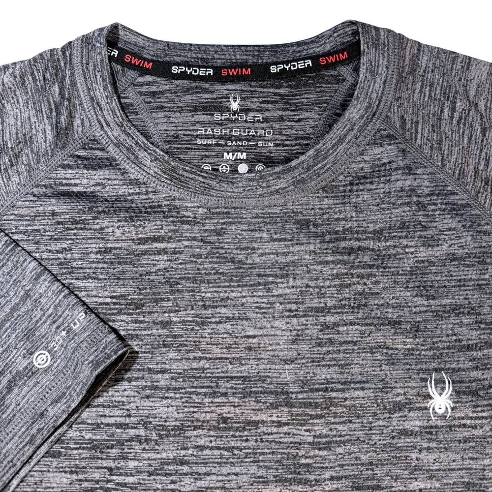 Spyder Swim Mens Rash Guard Shirt Charcoal‎ Gray Heather Short Sleeve Size M